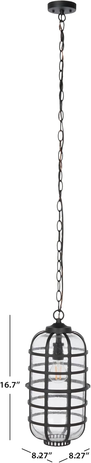 SAFAVIEH Lighting Collection Rigel Black Outdoor Pendant Hanging Light Fixture (LED Bulb Included)