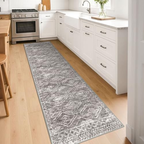 KILOCOCO Hallway Runner Rug 2'x8' Runners for Hallways Washable Runner Rug Non Slip Laundry Room Rug Low-Pile Rug Runner for Bedroom Kitchen Living Room Boho Rug, Taupe