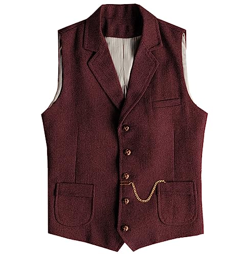 Gilet de costume western homme tweed chevrons vintage rétro