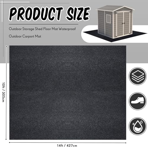 Image of Haull Shed Floor Mat 10 x 14 ft Outdoor Waterproof Nonslip Durable Storage Sheds Protector Rug for Carport Patio Garage Garden Spring Summer Outdoor, Storage Shed Not Included