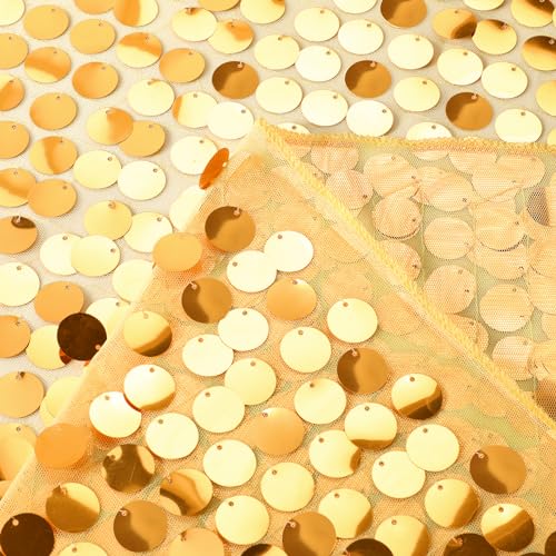 LuoluoHouse Gold Sequin Tablecloth: 50x70 Inch Payette Shiny Sequin Fabric Party Table Cloth for Birthday Party Bridal Shower Outdoor Holiday Table Decorations by LuoluoHouse - Used condition - Image 6