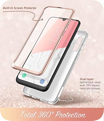 i-Blason Cosmo Series Slim Full-Body Stylish Protective Case for Samsung Galaxy A50/A50S, Marble Pink