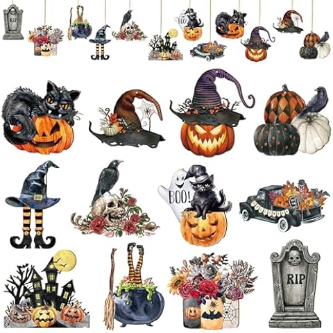 Yeomju Lot de décorations Halloween en bois Cover