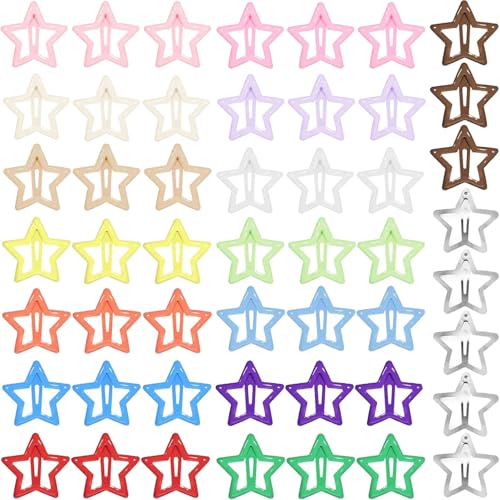 50 pinces à cheveux étoile, barrettes métalliques colorées et mignonnes de 3 cm, 16 couleurs pour femmes et filles