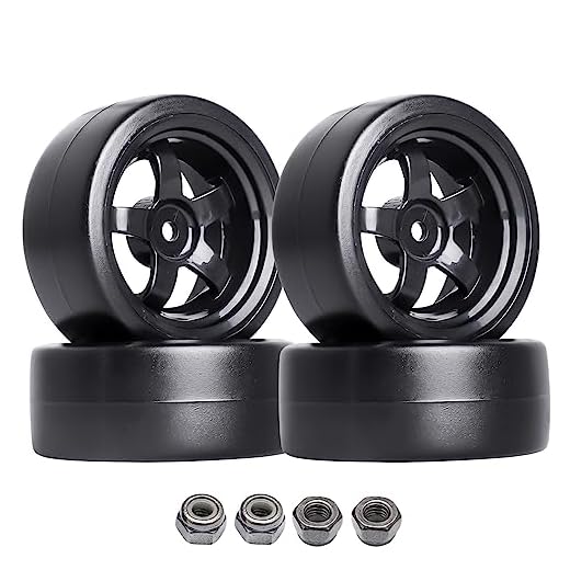 Hobbypark 12mm Hex 1/10 RC Drift Tires Hard Plastic and Wheels for Tamiya HPI Traxxas Kyosho Redcat HSP 1:10 Scale RC Drift Car Drifting (Set of 4)