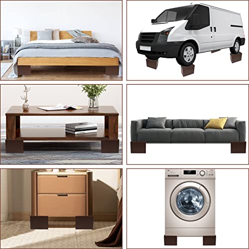 Dedu Bed Risers 5 Inch Heavy Duty 4 Pack, Furniture Risers L Shaped Oversized, Couch Risers Supports Up To 11000 Lbs For Sofas, Bed, Couch, Desk, Chair (Tobacco) #TOP5