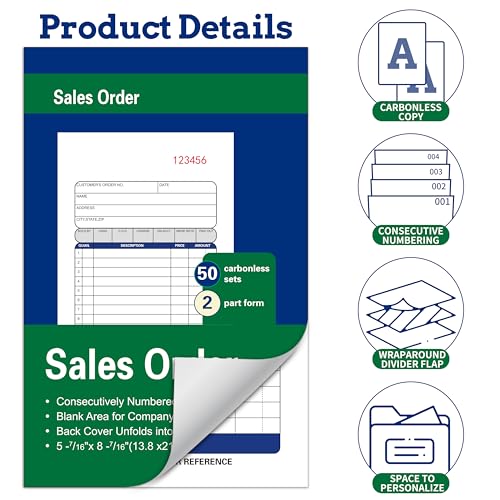 large receipt book5-716 x 8-716 inchescarbonless paper2-part duplicate copy sales orderformwhitecanarypink50 sets per book