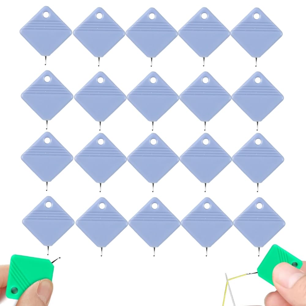 Automatic Needle Threaders for Hand Sewing, 2025 Upgrade Embroidery Floss, Sewing Machine Needle Threader, Sewing Supplies Tool, Fits All Needle Sizes (20, Light Blue)