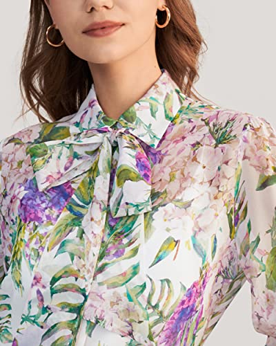 LilySilk X MIM Women's Floral 2 in 1 Silk Blouse Long Sleeve 100% Silk Shirt Tops for Ladies4