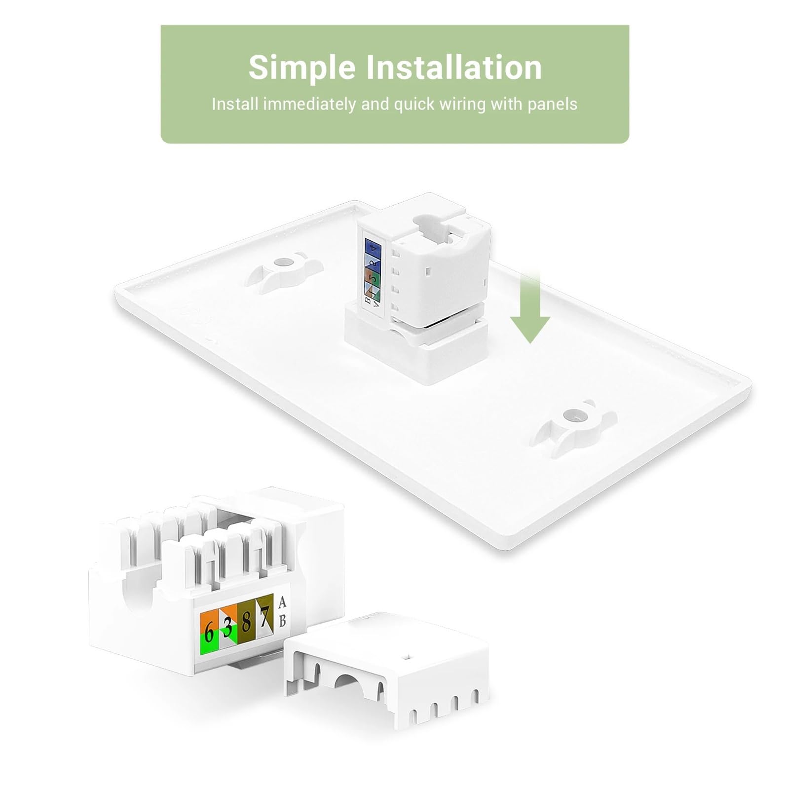 Cat5e Cat6, RJ45, coupleur réseau, prise murale Ethernet (non compatible avec les panneaux de brassage)(10PCS)