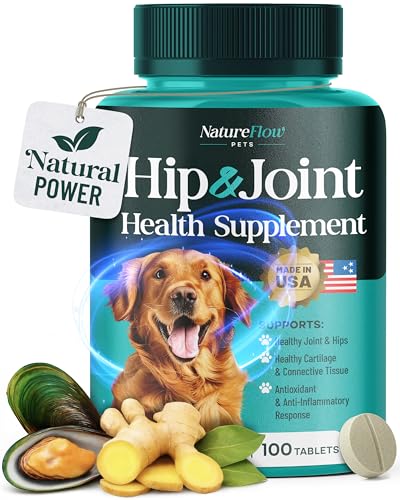 Hip and Joint Supplement for Dogs 100ct, Power of Nature Made in USA Up to 200 Days Unique Formula: Green-Lipped Mussel, Glucosamine, Chrondroitin, MSM, Devils Claw, All Breeds (Small and Large Breed)