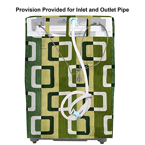 Image of Polyester Washing Machine Top Load Cover with Zipper Dustproof & Washable Protector for 5kg-8kg Capacity (Geometric Green, 23x23x35 Inch)