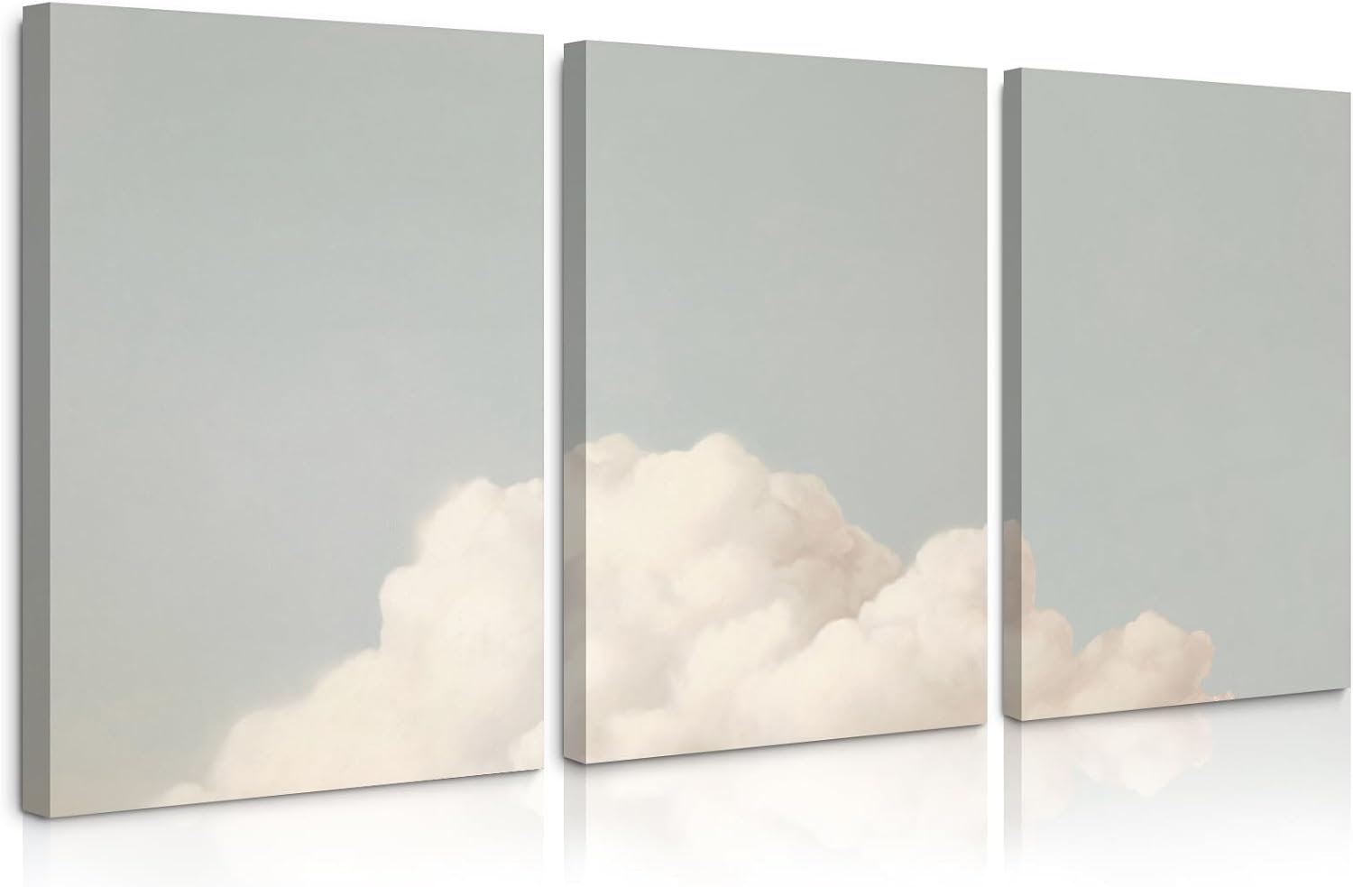 Clouds Wall Art Decor Over The Bed Sky Canvas Wall Art Abstract Minimalist Clouds Prints Painting Blue Sky Wall Decor Pictures for Living Room Bedroom 16x24 Inch Ready to Hang Set of 3 16x24 Inch Wrapped Canvas Clouds Prints