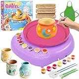 Töpferscheibe für Kinder 6-12 Jahre – Komplettes DIY-Töpfer-Set für Anfänger mit 3 Lufthärtenden Tonpaketen, Werkzeugen, Bastelbedarf, Lustiges Spielzeug, Geburtstagsgeschenk für Jungen Mädchen (Lila)