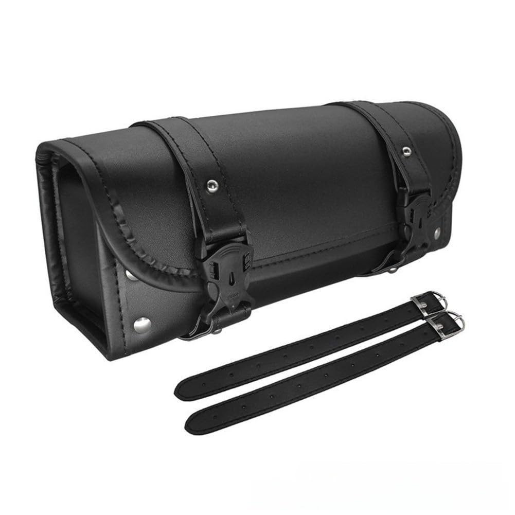 Borsa porta attrezzi anteriore e posteriore per moto, compatibile con la maggior parte dei modelli, fibbia a sgancio rapido, 30 cm x 10 cm x 11,5 cm, in poliuretano, impermeabile, nero