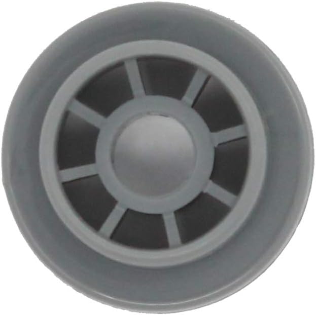 Underside view of dishwasher wheel showing attachment mechanism