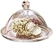 Circleware 66723 De Fromage Mini Glass Butter Dish Dome Tray Plate Multi-Purpose Preserving Serving Dessert Home and Kitchen Glassware for Cream Cheese Cake, Salad Foods, 4.5" x 6", Clear