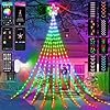 Outdoor Christmas Star String Lights, Smart RGB Waterfall Tree String Light with APP Remote Control, DIY Modes Dimmable Timer Music Sync Shooting Star Fairy Lights for Indoor Outdoor Garden Decoration