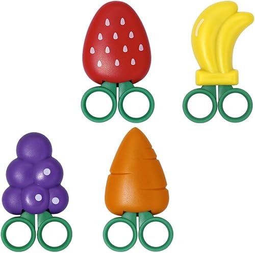 Miniatura 8 de Exceart Tijera de frutas con forma de fresa para niños, tijeras de seguridad para niños, cortador de acero inoxidable para manualidades,