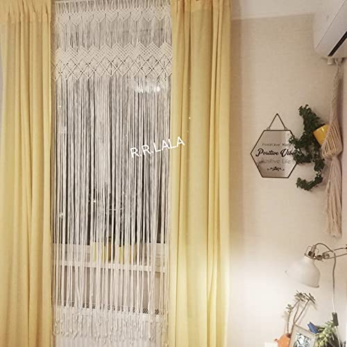 R.R.LALA Boho Macrame Hanging Home Decor Cotton String Door Window Office Wall Curtain (Off White) (40x84Inch)