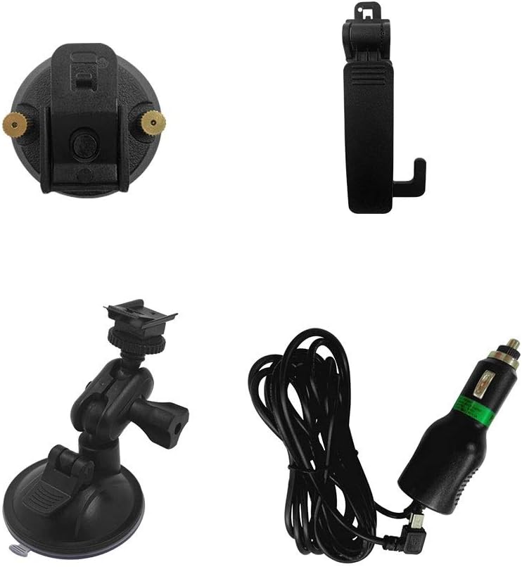 CammPro Body Worn Camera Accessories Bundle Kit, Screw Clip+Car Charger+Suction Cup Mount+Shoulder Clip (for M831 & I826) : Electronics