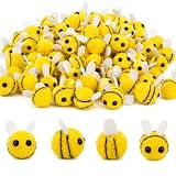 50 Stück Filz Biene Deko, Kleine Bienen aus Wolle für DIY Handwerk, Anhänger, Hut Deko & Kostüm, Mini Bienen Figuren als Streudeko für Babyparty & Bastelprojekte
