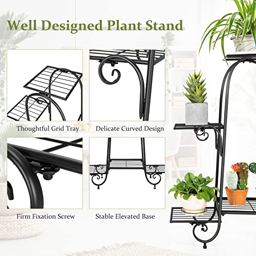 Giantex 6 Tiers Metal Plant Stand Flower Pots Holder, Plant Display Rack For Patio Garden Balcony Home, Indoor Outdoor Storage Shelf Decorative Planter Vertical Flowerpot Holder (6 Tier) #TOP4