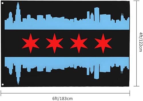 Miniatura 2 de Bandera de Chicago City Flag de doble cara para jardín, bandera de 4 x 6 pies para patio al aire libre, bandera decorativa negra
