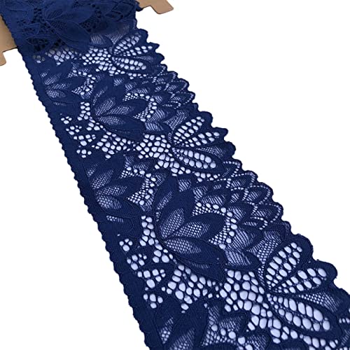 Olive Lace Navy Blue 4 Inches Wide Stretchy Lace For Bridal Wedding Decorations , Sewing Diy Making And Diy Crafts- 5 Yards (7604 Navy) #TOP3