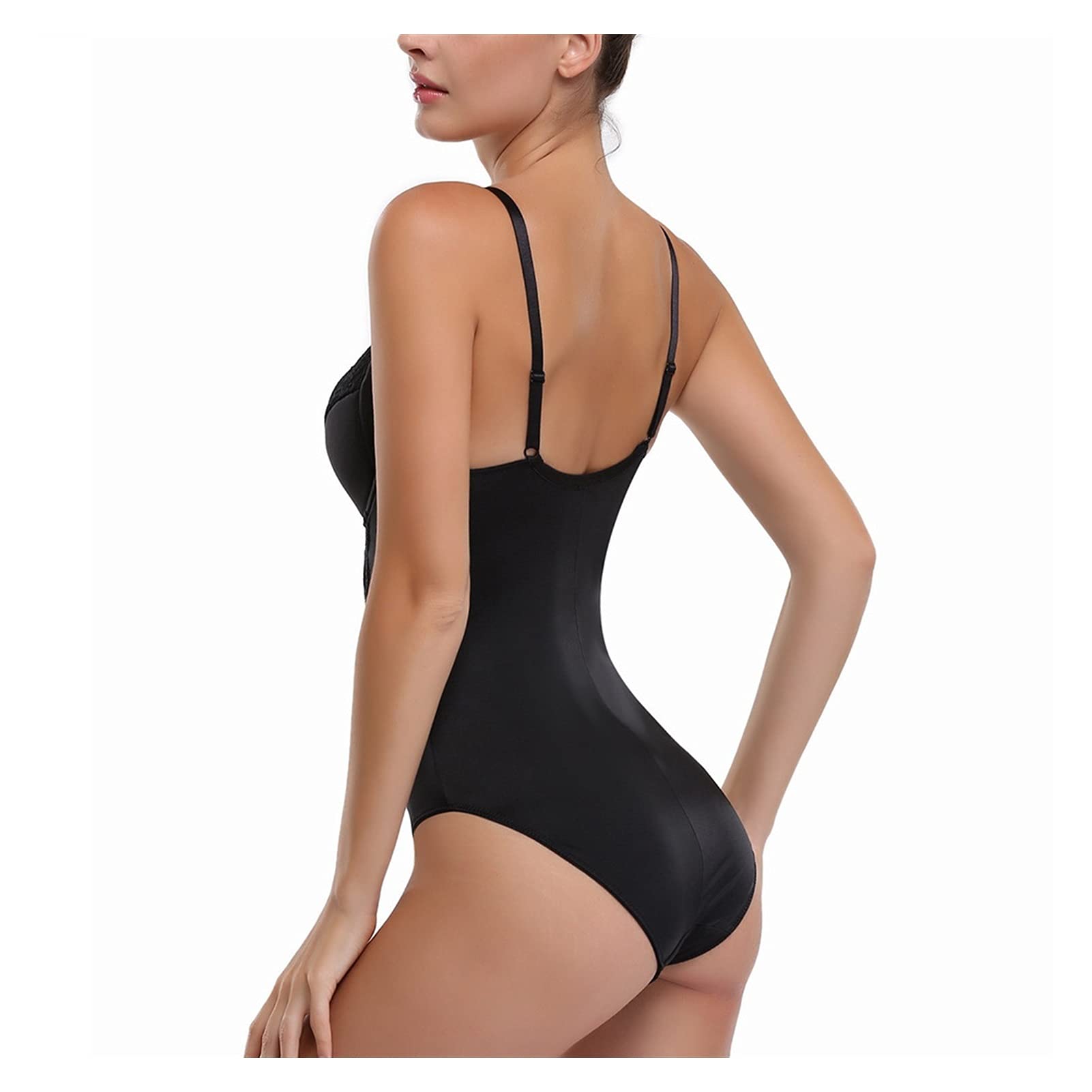 Donne Shapewear per Abito da Sposa Body Controllo della Pancia con Ferretto Reggiseno di Pizzo Sexy Tuta di Un Pezzo Full Body Shaper (Color : Black, Size : S/Small)