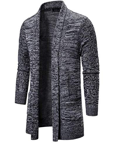 HZCX FASHION Men's Slim Fit Long Sleeve Open Front Cardigan Sweater with Pockets2