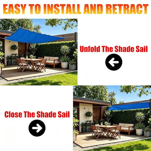 Voile d'ombrage vague rétractable pour bloquer les UV sur la terrasse - 5