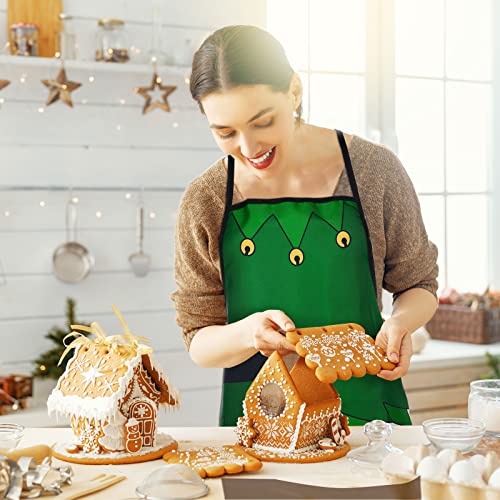Vabean 4 Pcs Christmas Chef Apron Adjustable Cooking Apron Santa Claus Elf Snowman Snowflake Aprons For Christmas Party Men Women Kitchen Restaurant House Home Gardening Cleaning #TOP4