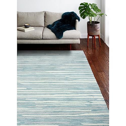 Bashian Collection Area Rug - Luxury Hand Tufted Wool & Viscose - Home Decor For Runner Rug, Entryway Rug, Living Room Rugs, 3.9’ X 5.9’, Aqua #TOP1