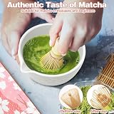 Zestaw premium matcha – 7-częściowy zestaw do herbaty matcha, tradycyjny zestaw do herbaty z miotłą bambusową, ceramiczną miską (Chawan), sitkiem i akcesoriami – japoński zestaw do herbaty matcha, dla