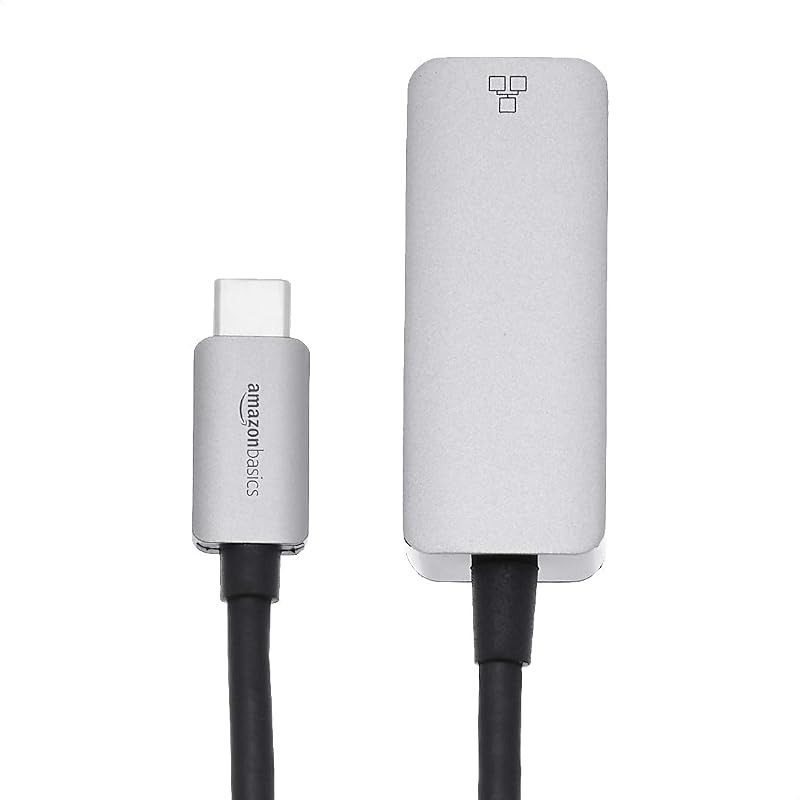 Amazon Basics Adattatore da USB C 3.1 a Gigabit Ethernet RJ45, Grigio, 5,23 x 2,06 x 1,5 cm