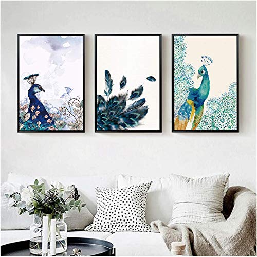 Impression sur toile paon moderne haute définition 50x70cm art mural de qualité supérieure