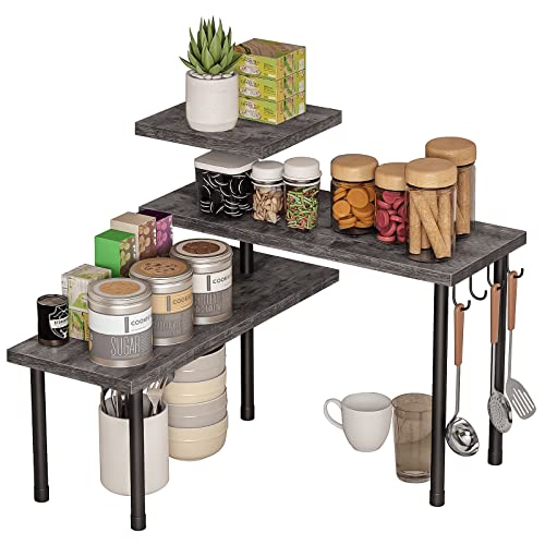 BCOZLUX Kitchen Countertop Organizer, 3 Tier Corner Shelf, Vintage Gray