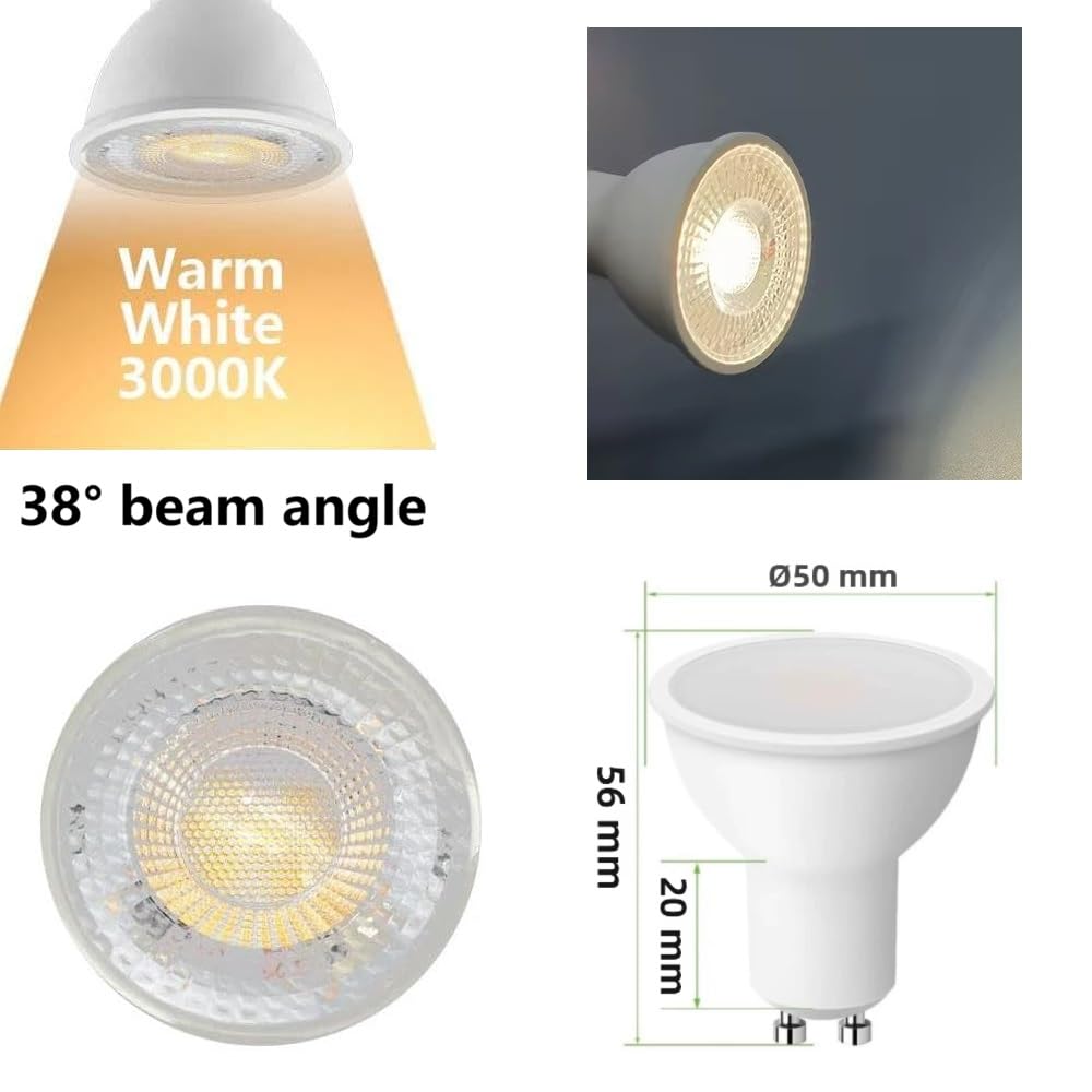 Bombilla LED GU10, 110–230 V, ángulo de haz de 38°, 2700 K/4000 K/6500 K, adecuada para focos de pista de cocina e iluminación empotrada (230V 5W/Luz cálida 2700K-7PCS)