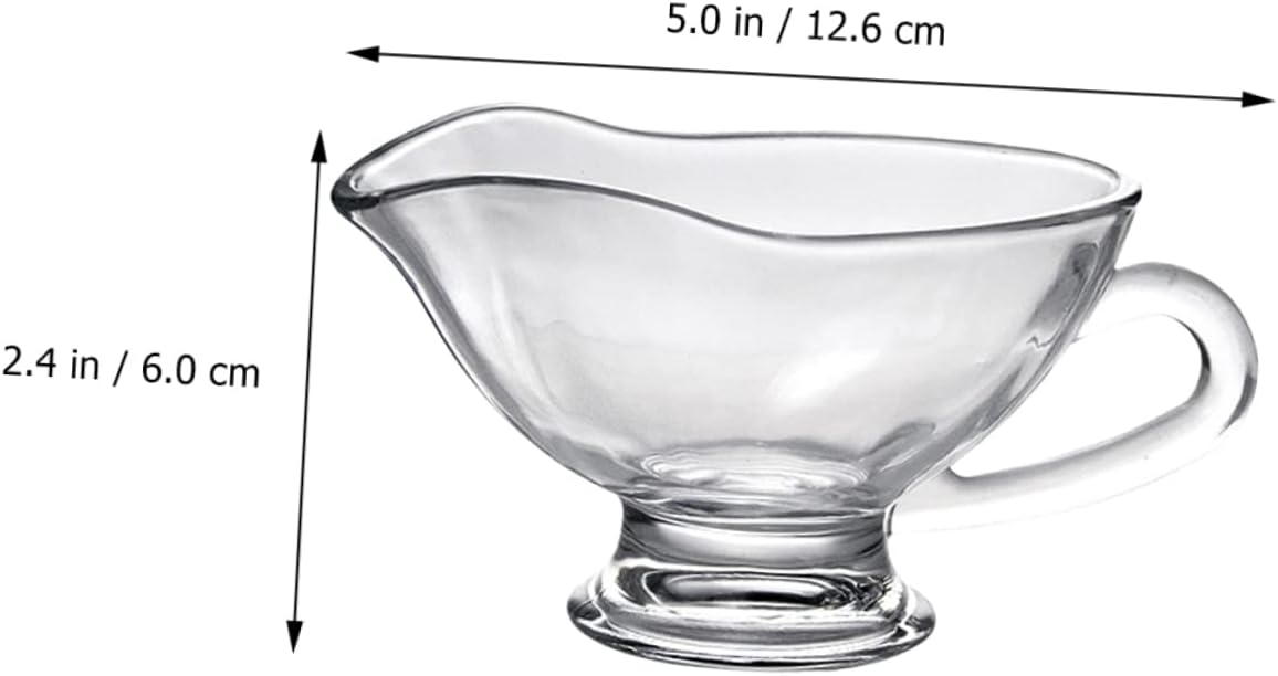 1PC Transparent Glass Gravy Boat Multi Purpose Sauce Container for Home Kitchen Parties Banquets for Sauces Dressings Broths More