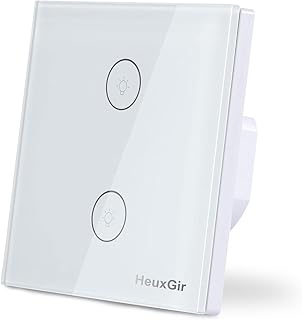 Smart WiFi Touch Sensor Light Switch,Lichtschalter with Glass Panel and Status LED，Alexa Lichtschalter Works with Alexa Tuya Google Home 2.4 GHz 86 * 86mm Neutral Line Required
