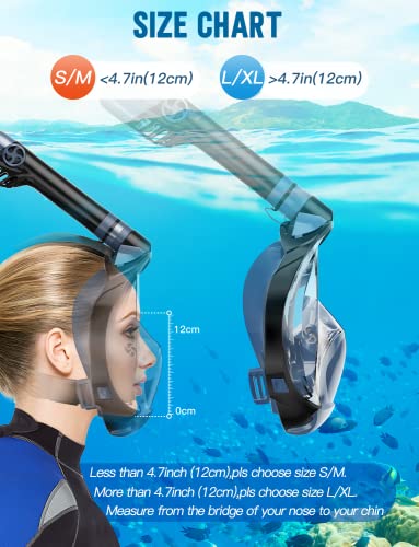 Full Face Snorkel Mask, Snorkeling Gear For Adults Diving Mask Anti Fog Premium Innovative Safety Breathing System, 180 Panoramic Foldable Anti Leak Swimming Mask With Detachable Camera Mount #TOP4