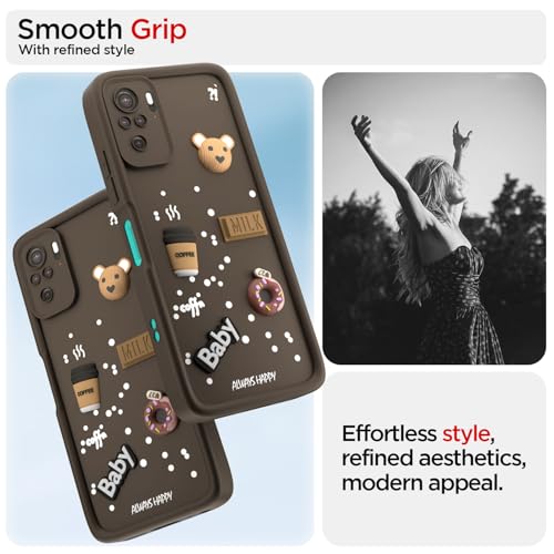 Image of Pikkme Back Cover for Redmi Note 10 / Note 10s / Note 11 SE | Cute Fun Cartoon 3D Bear Silicone Full Body Protection Bumper Cover (Brown)