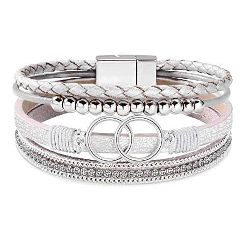 Btysun Bracelets for Women,Stocking Stuffers for Teens Birthday Gifts for Mom Inspirational Gift for Women Mother's Day Daughter Wrap Bracelet Sister Friend Teen Girl Gifts Leather Layered Jewelry Valentines Gift for Her