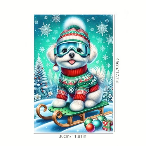 Image of BlissYard Garden Flag Maltese Snowflakes Winter 12x18 Inch Polyester