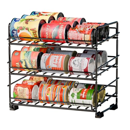 SUFAUY Pantry Storage and Can Organizer 3 Tier, Holds 36 Cans for Cabinet or Kitchen Shelves, 12