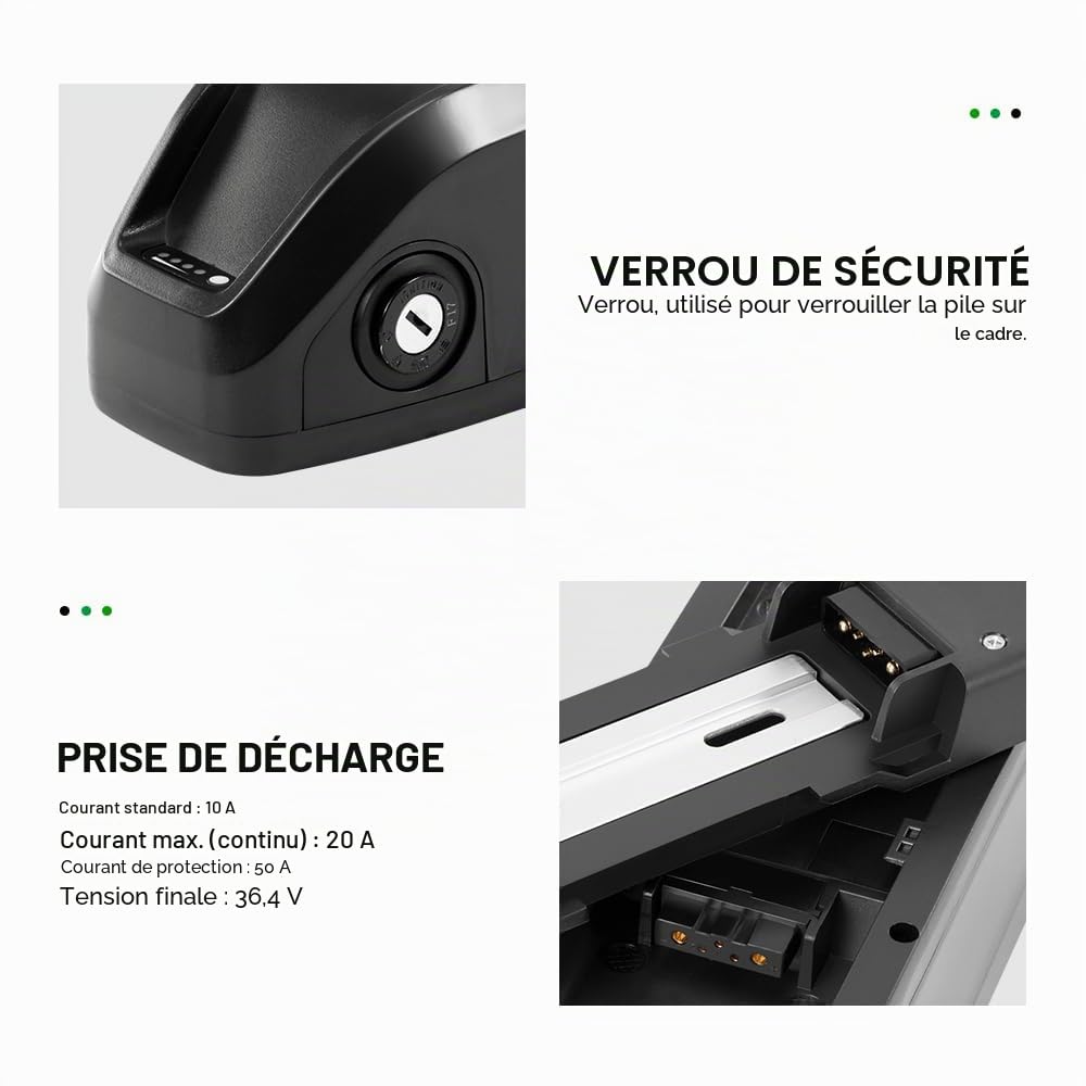 A2 Batterie de Vélo Électrique 48V 14Ah pour Moteur 48V 50W-800W | Compatible Roue Power E-Bike