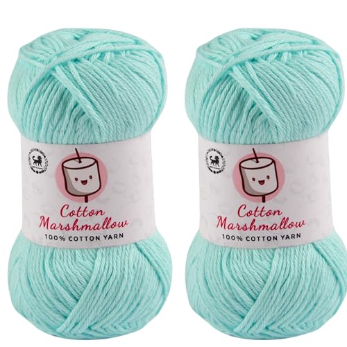 Image of NESTNHAVEN Cotton Marshmallow 100% Cotton Yarn - (50 g, 130 m) - Luxury Yarn for Crochet, Amigurumi, Embroidery, Toys, Garments, Flowers and Hobby Projects (Light Turquoise) |