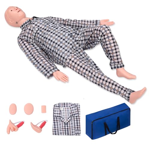 Image of Medical Mannequin for Training, Male-Female Patient Care Medical Manikin Highly Simulated CPR Human Manikins with 3 Muscle Module & Patient Gown & Urinary for Teaching Pratice