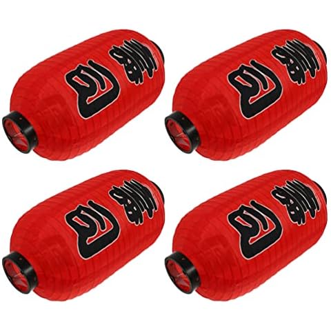 Luxshiny 4Pcs Traditional Red Japanese Sushi Lanterns Hanging Sushi Bar Lantern Asian Lanterns Waterproof Decorative Festive Indoor Outdoor Lanterns Cover